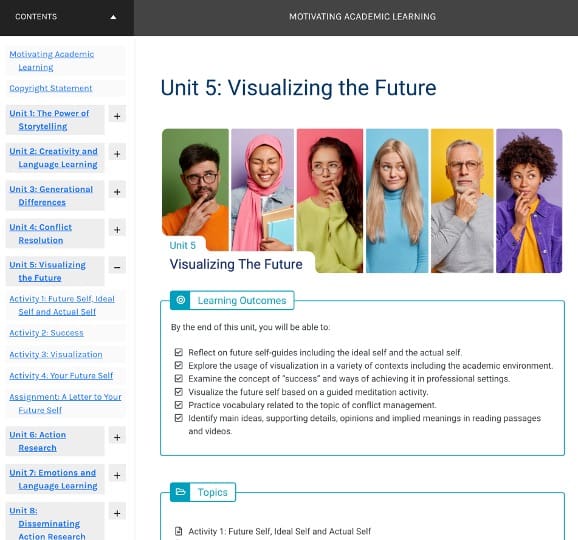 Screenshot of a page from the e-book with the table of contents expanded
